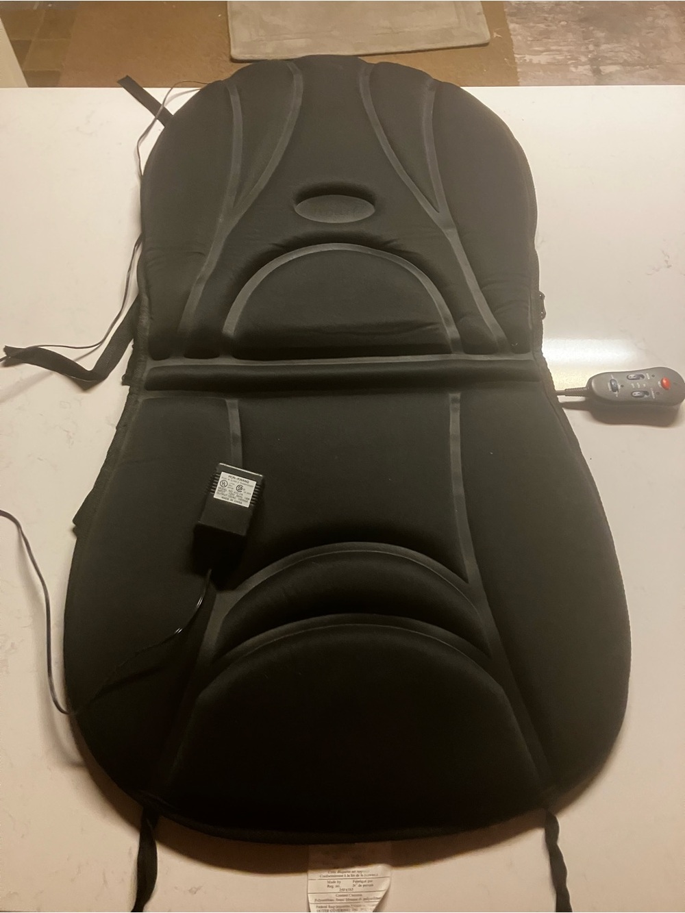 Black Heated Massage Seat Cushion with Remote